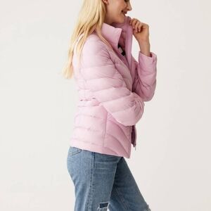 90% Down M&S Lightweight Padded Puffer Stormwear™ Bomber Jacket Pink XL US 16